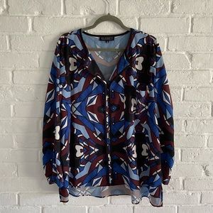Eloquii Abstract Geometric Printed Blouse